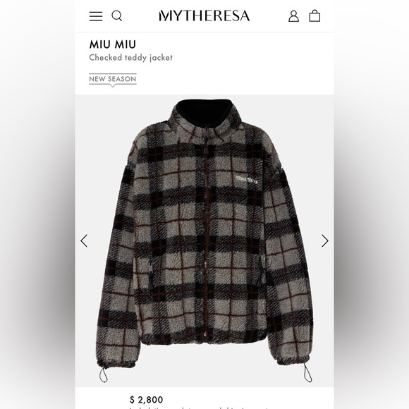 Miu Miu Gray and Brown Plaid Teddy Jacket - Picture 3 of 3